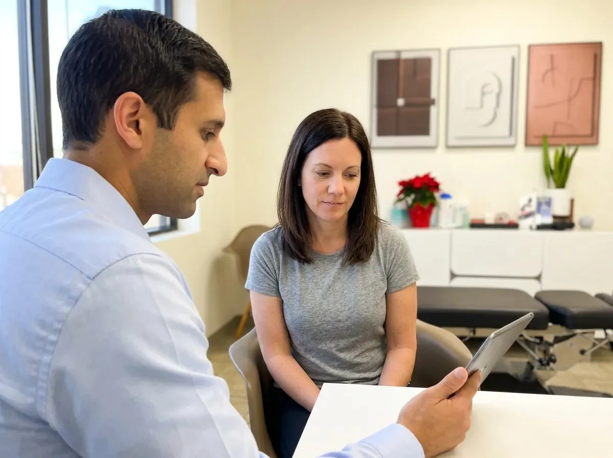 Physician consulting with a patient about GLP-1 weight loss medication